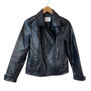 OLD NAVY Women's Vegan Faux Leather Motorcycle Jacket Black Size Small with FLAW